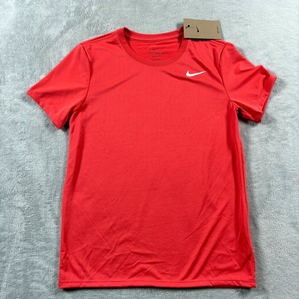 Nike Dri-FIT Training Tee Shirt Womens XS‎ Magic Ember Swoosh Logo Yoga Workout